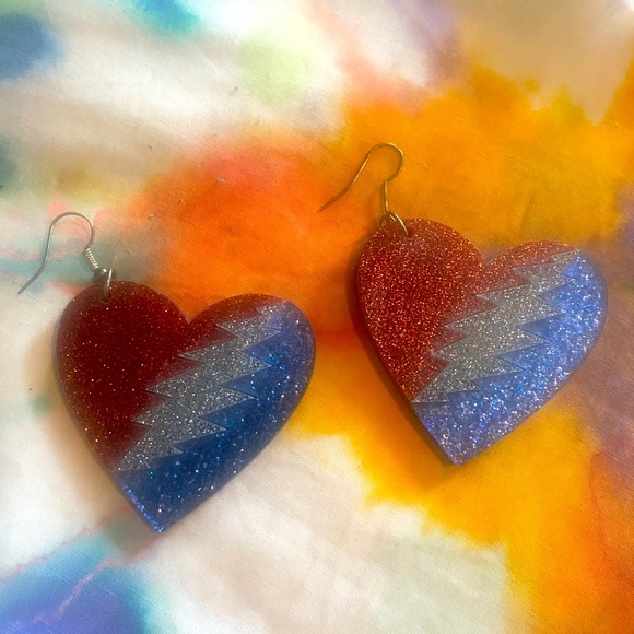 Grateful Dead Jewelry - ♥️⚡️💙 steal your heart earrings